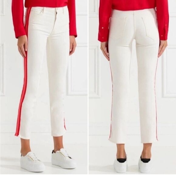 Mother The Dazzler Mid-Rise Crop Jeans Whipping the Cream Pink Racer- Size 26 - Picture 1 of 14
